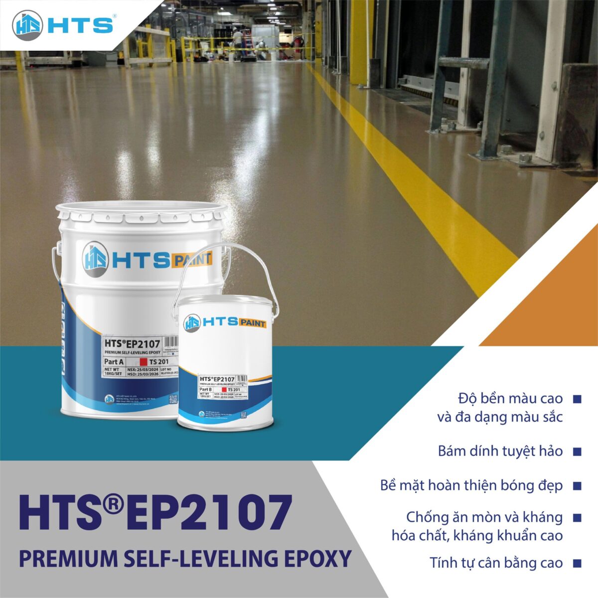 Thùng sơn HTS® EP2107 – Sơn phủ Epoxy tự san phẳng