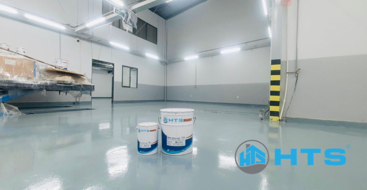 Sơn sàn epoxy hệ lăn màu ghi