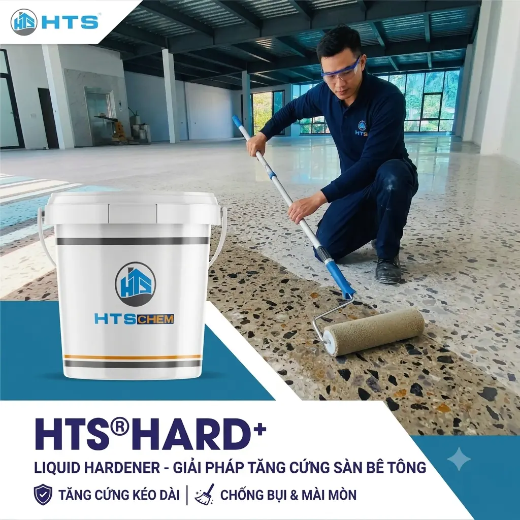 Thi công hóa chất tăng cứng sàn HTS® HARD+ trên sàn bê tông