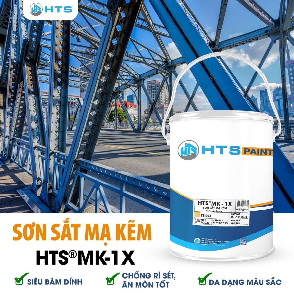 Hình ảnh lon sơn sắt mạ kẽm HTS® MK-1X