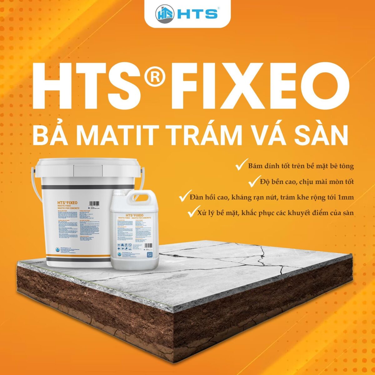 Bả Matit Trám Vá Sàn HTS® FIXEO Hình ảnh bao bì sản phẩm HTS® FIXEO