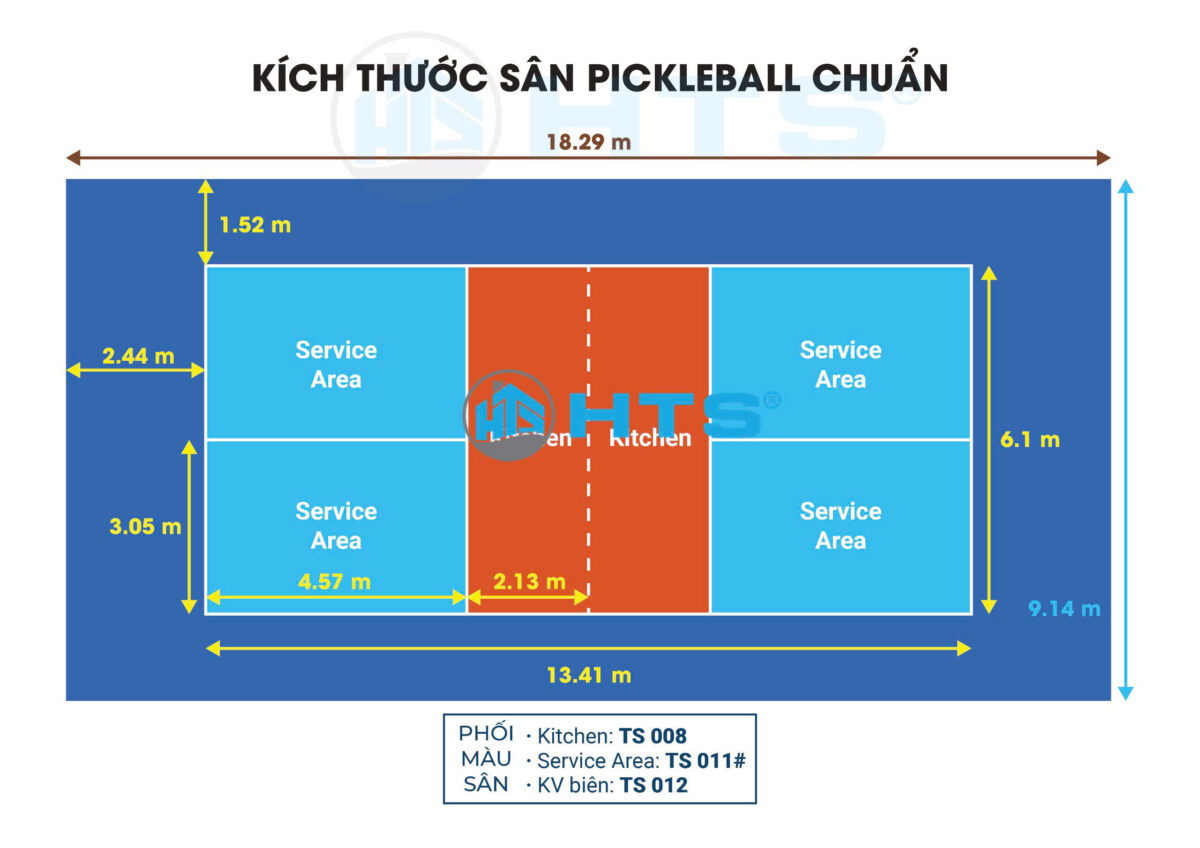 Một số phương án phối màu cho sân thể thao pickleball