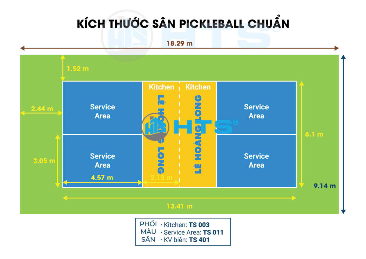 Một số phương án phối màu cho sân thể thao pickleball