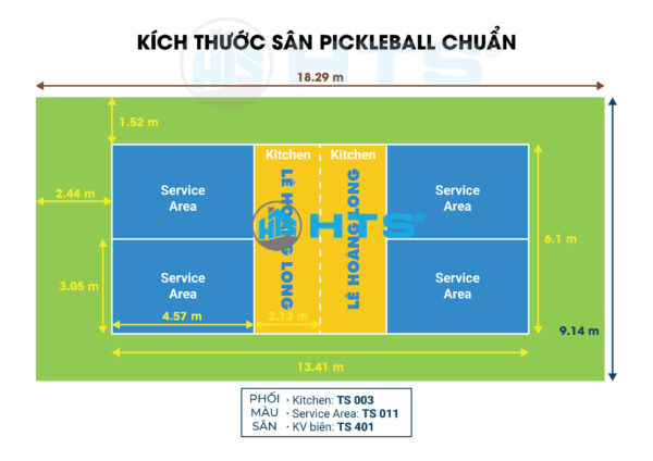 Một số phương án phối màu cho sân thể thao pickleball