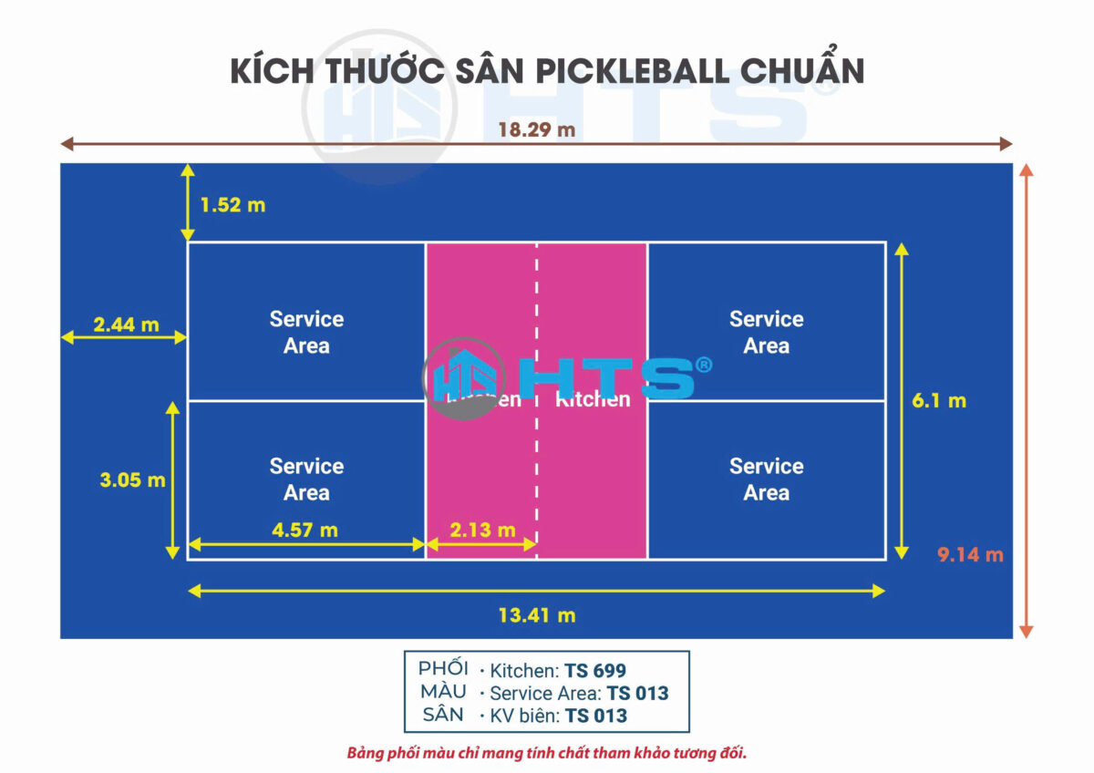 Một số phương án phối màu cho sân thể thao pickleball