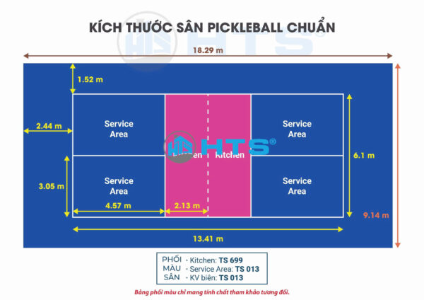 Một số phương án phối màu cho sân thể thao pickleball