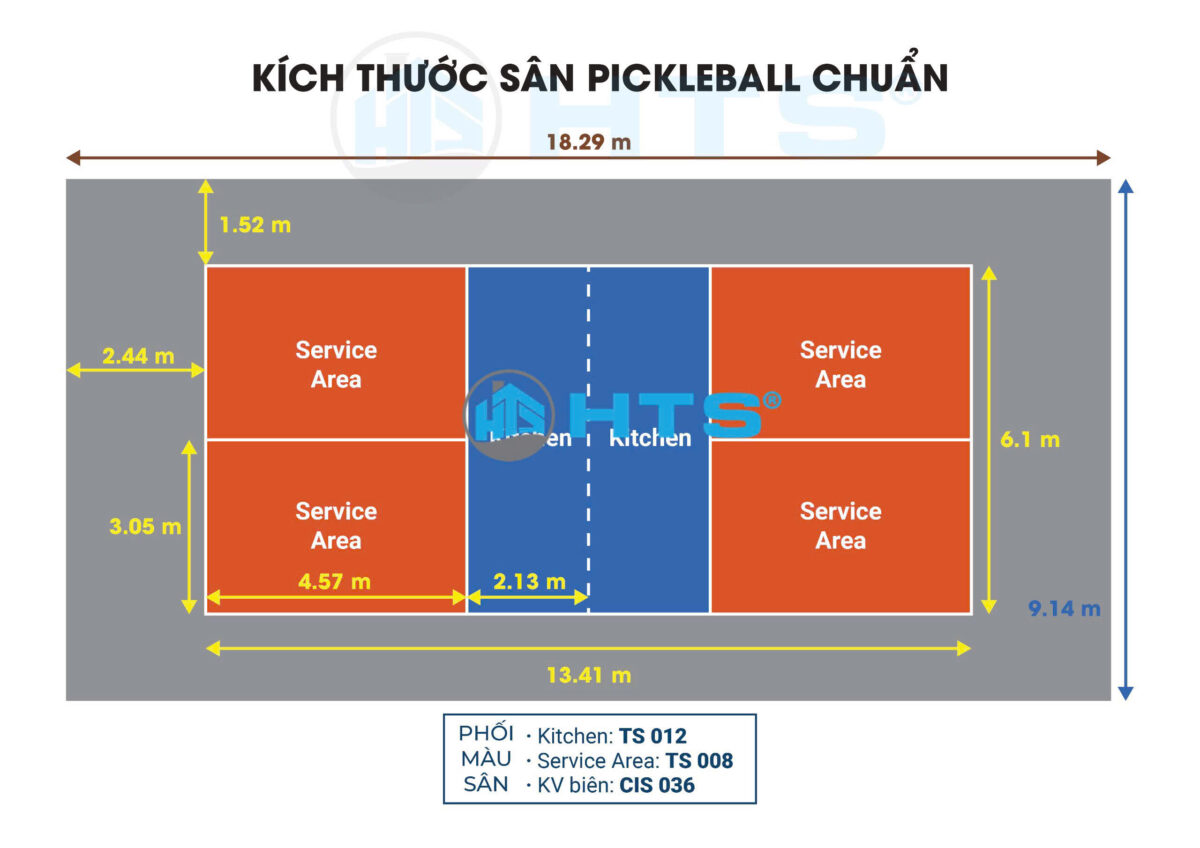Một số phương án phối màu cho sân thể thao pickleball