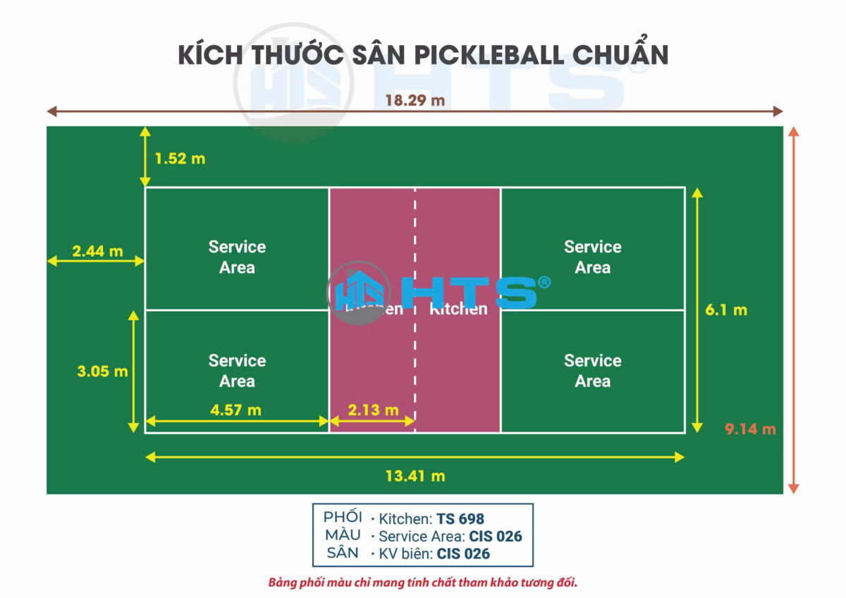 Một số phương án phối màu cho sân thể thao pickleball