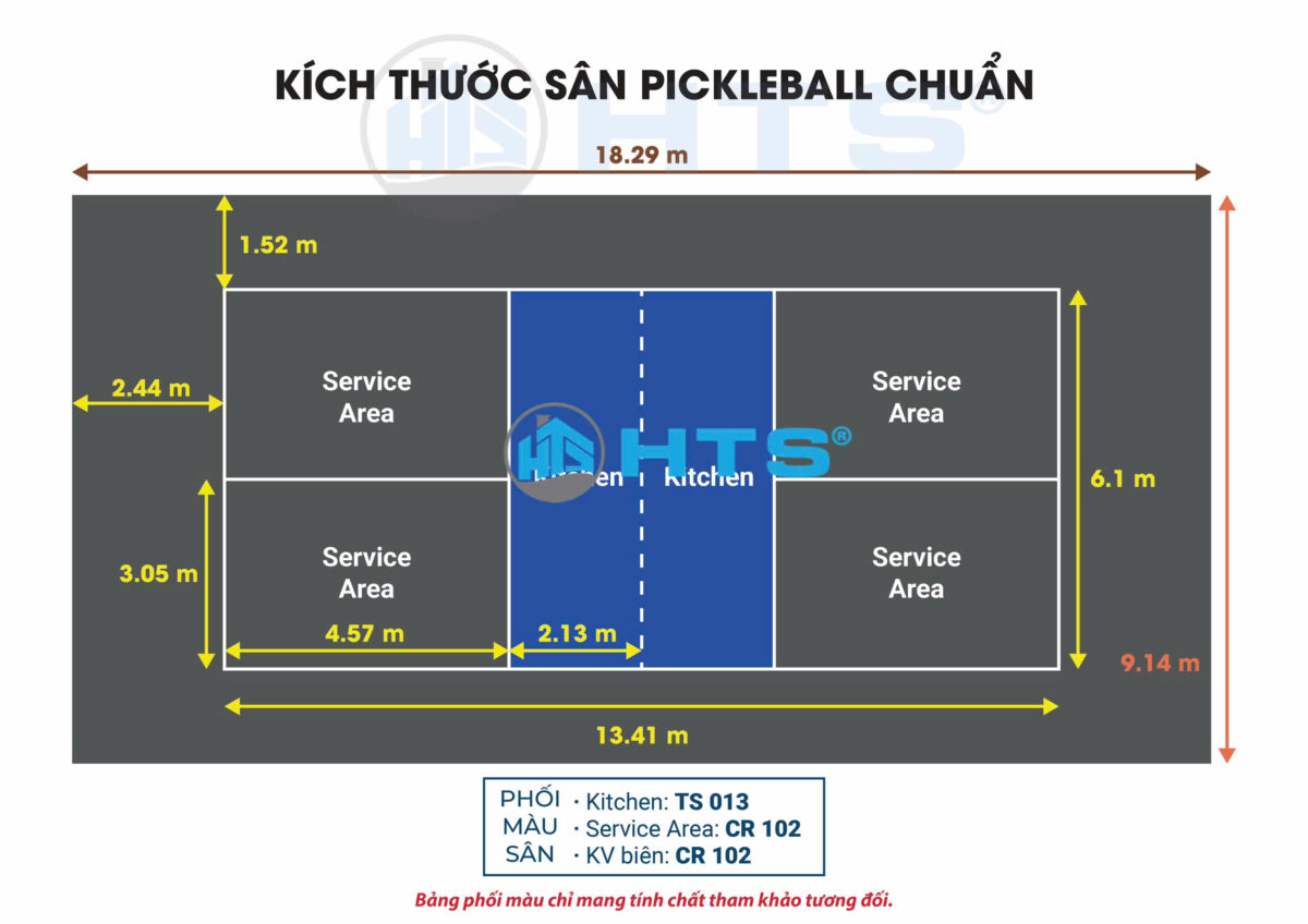 Một số phương án phối màu cho sân thể thao pickleball
