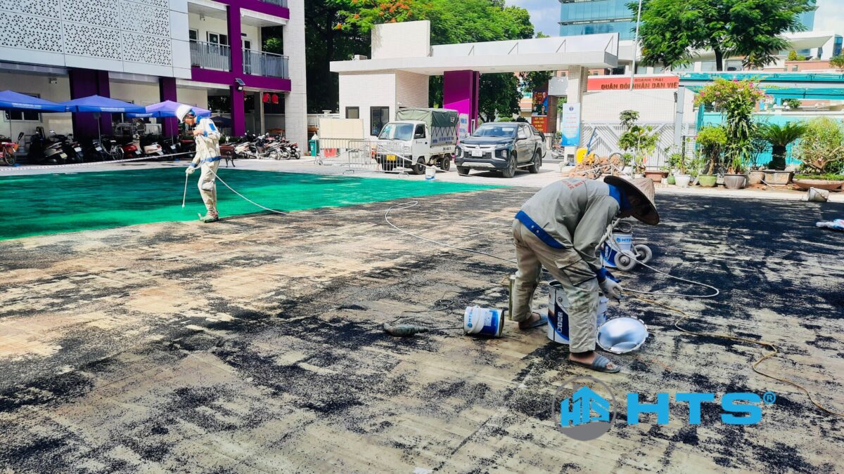 Cấp sơn thể thao - Sân bóng rổ trường THCS Nguyễn Trãi