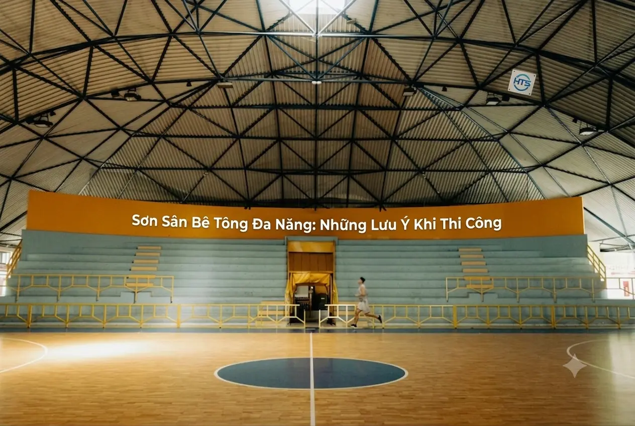 Sơn sân bê tông đa năng cần được thi công đúng kỹ thuật để đảm bảo độ bám dính và độ bền bề mặt