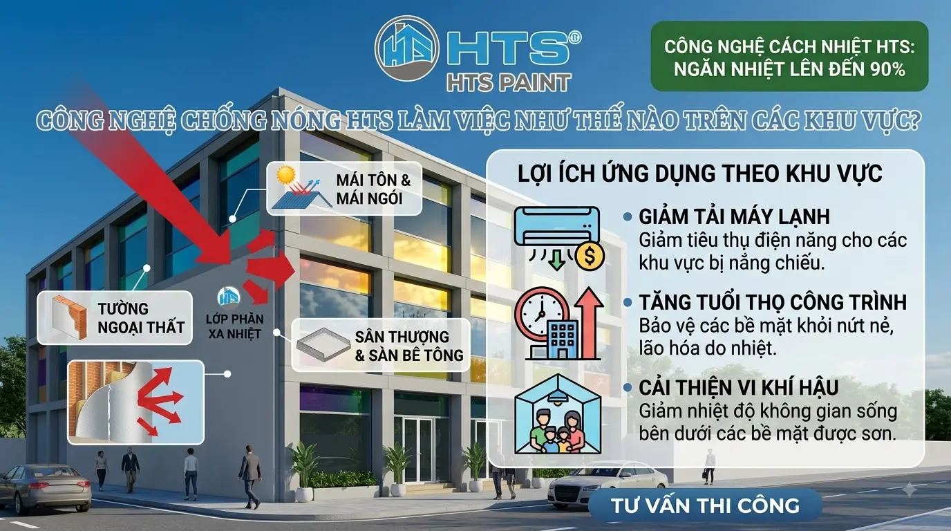 Sơn chống nóng nhiệt độ cao giúp giảm hấp thụ nhiệt và tăng khả năng bảo vệ bề mặt công trình