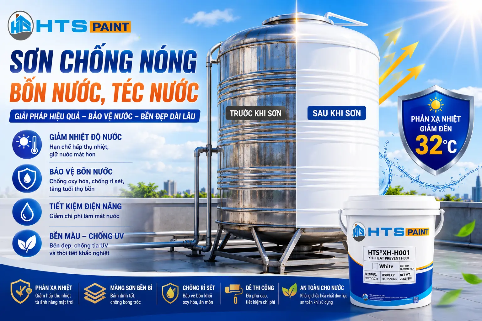 Ưu điểm nổi bật của sơn chống nóng bồn nước HTSpaint
