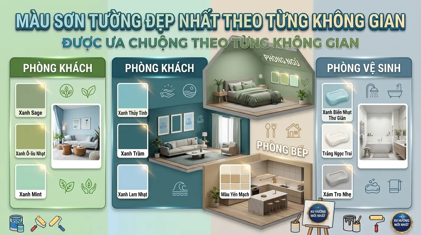 Màu Sơn Tường Đẹp Nhất Theo Từng Không Gian