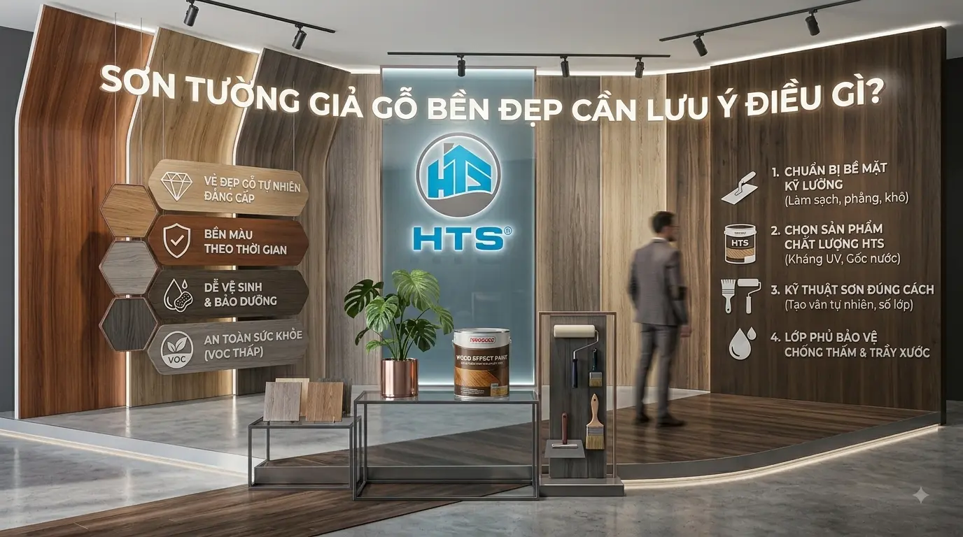 Sơn tường giả gỗ bền đẹp cần chú trọng lựa chọn vật liệu, xử lý bề mặt và thi công đúng kỹ thuật