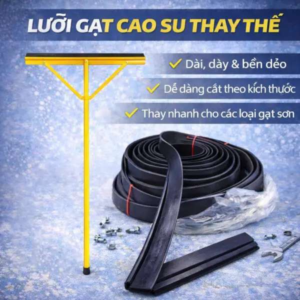 Lưỡi gạt sàn cao su giúp làm sạch nước, bụi bẩn và hỗ trợ thi công sàn hiệu quả, giữ bề mặt khô ráo và gọn gàng