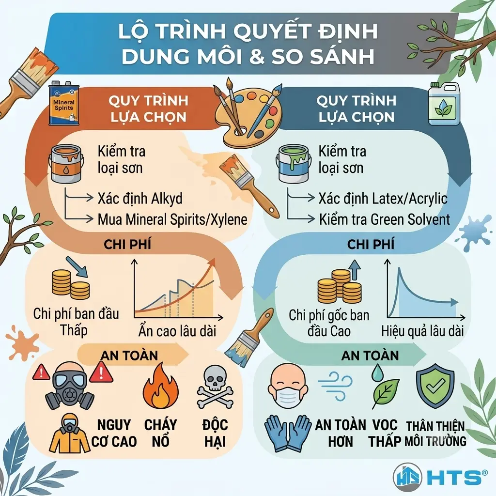 Các yếu tố về chi phí, quy trình lựa chọn và an toàn cần lưu ý khi sử dụng dung môi pha sơn