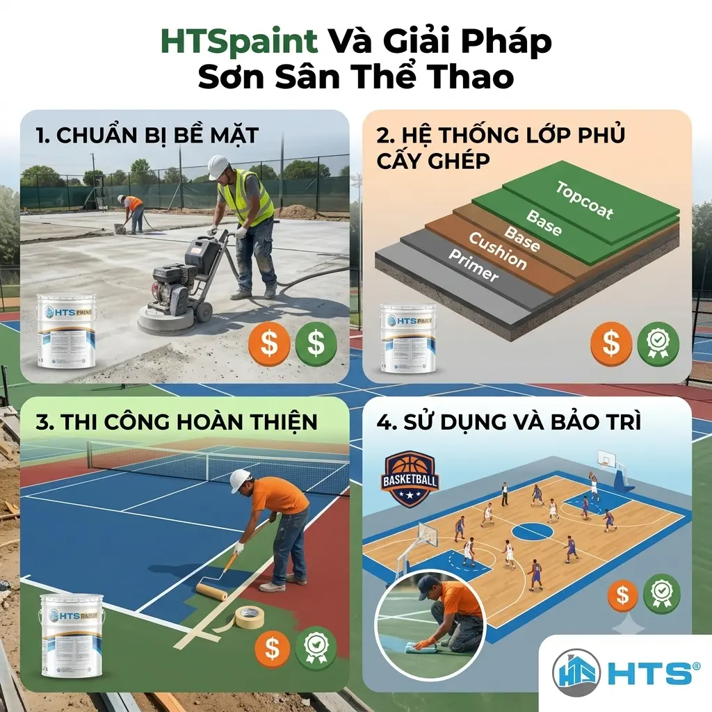 HTSpaint cung cấp giải pháp sơn sân thể thao phù hợp với nhiều loại sân và yêu cầu sử dụng