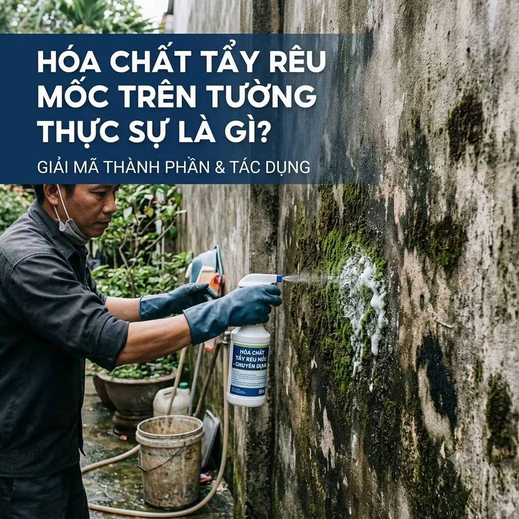 Hóa chất tẩy rêu mốc trên tường và khả năng làm sạch bề mặt bị rêu mốc