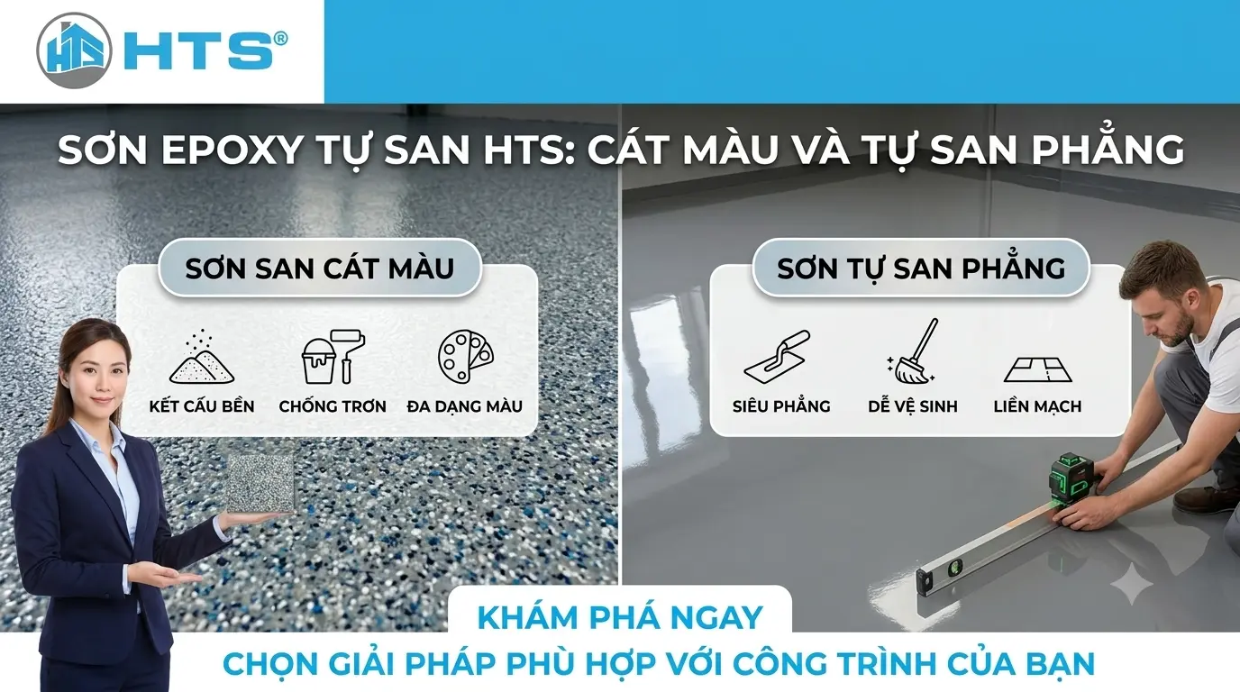 Sơn Epoxy Tự San Cát Màu Và Tự San Phẳng Nên Chọn Loại Nào