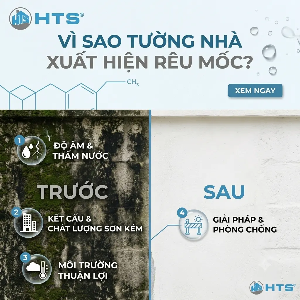 Những nguyên nhân phổ biến khiến tường nhà xuất hiện rêu mốc và xuống cấp theo thời gian
