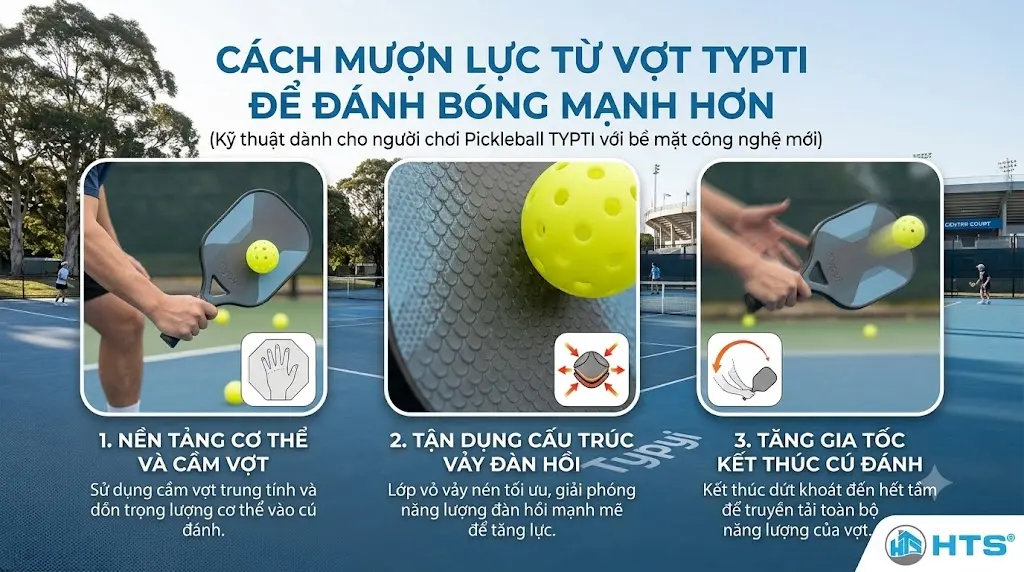 Hướng dẫn cách tận dụng lực từ vợt Typti để tăng sức mạnh cú đánh và cải thiện hiệu quả kiểm soát bóng