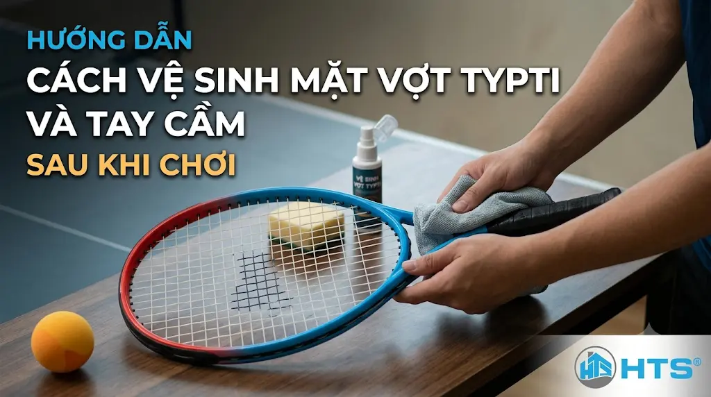 Cách vệ sinh mặt vợt Typti và tay cầm sau khi chơi giúp loại bỏ bụi bẩn, mồ hôi và duy trì độ bền của vợt