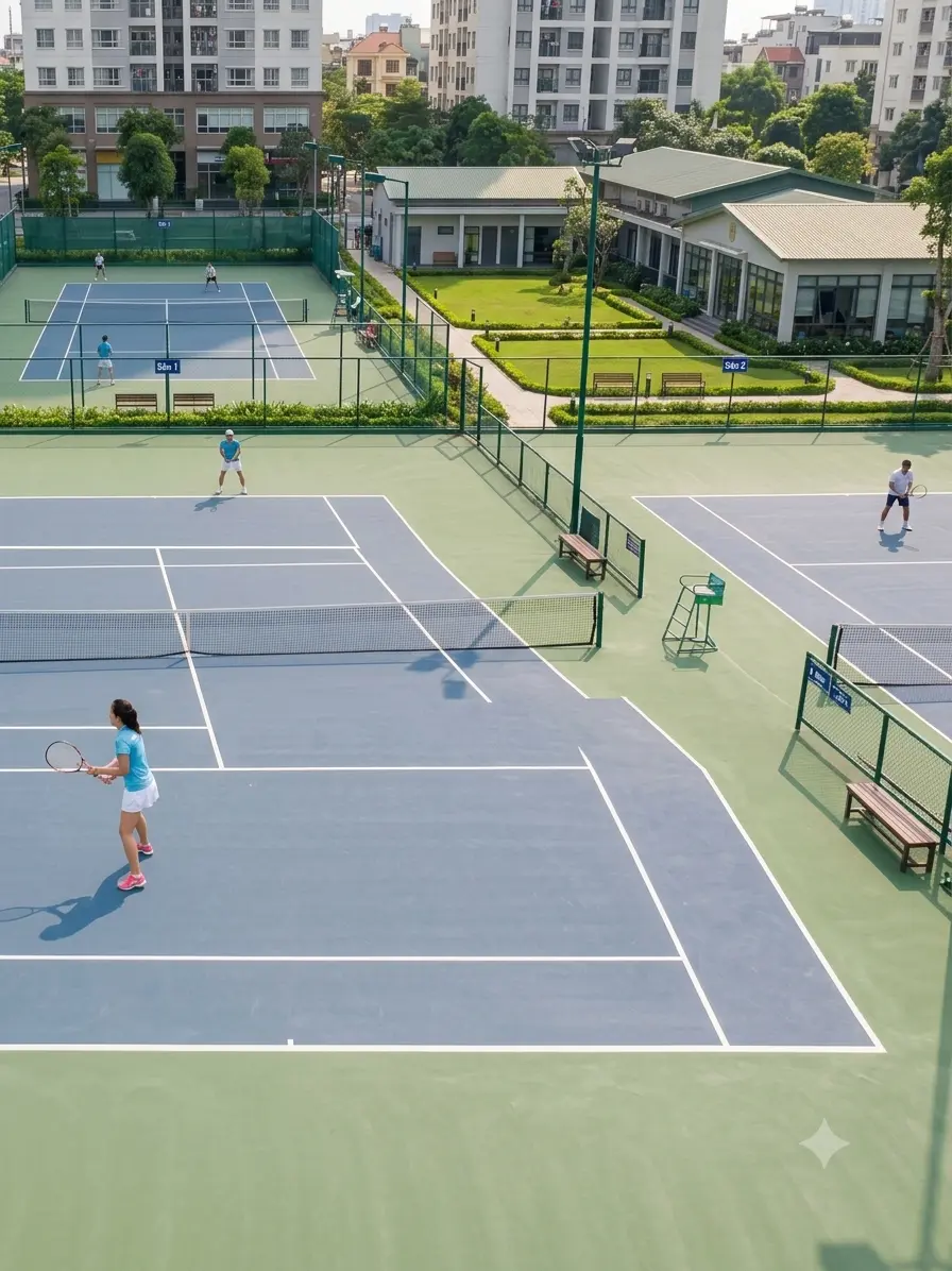 Review sân tennis Quan Hoa về chất lượng mặt sân, tiện ích và trải nghiệm chơi tennis