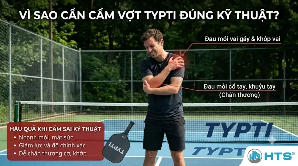 Cầm vợt Typti đúng kỹ thuật giúp kiểm soát bóng tốt hơn, tăng độ chính xác và hạn chế lỗi khi thi đấu